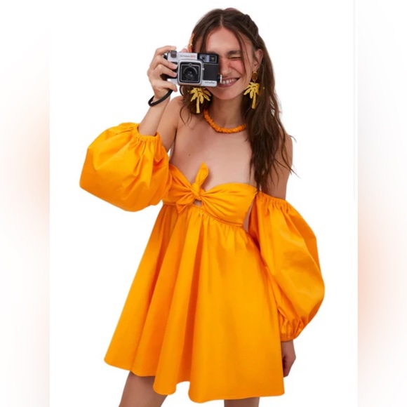 For Love & Lemons Saint Lucia Mini Dress in Orange - Picture 1 of 7